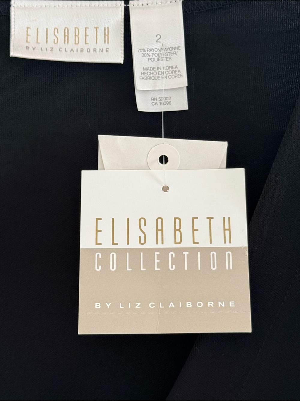 Liz Claiborne Black V-Neck Long Sleeve Top -NWT - Picture 3 of 6